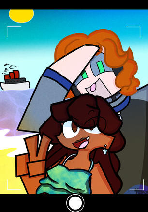 Original Art- Lake and Caleb at The Beach