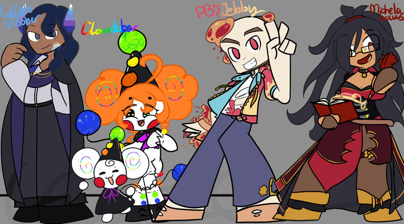 Fanart-Left to Right-CallistoVToober,Clowntuber,PB&amp;Jebby and Michaela Laws